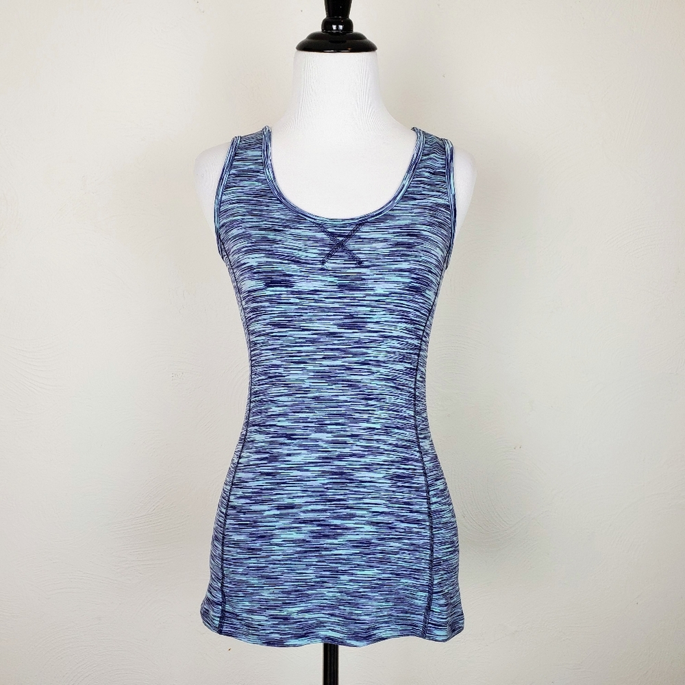 Lucy Tech Tank Top Athleisure Space Dye Blue Sporty Athletic Yoga Workout